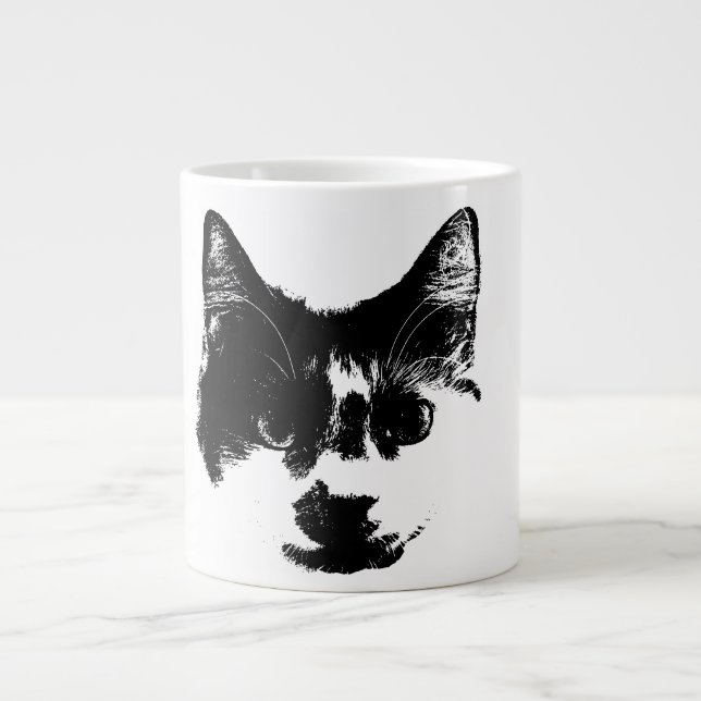 Caneca De Café Grande Unbothered – Ink Style Cat (Frente)