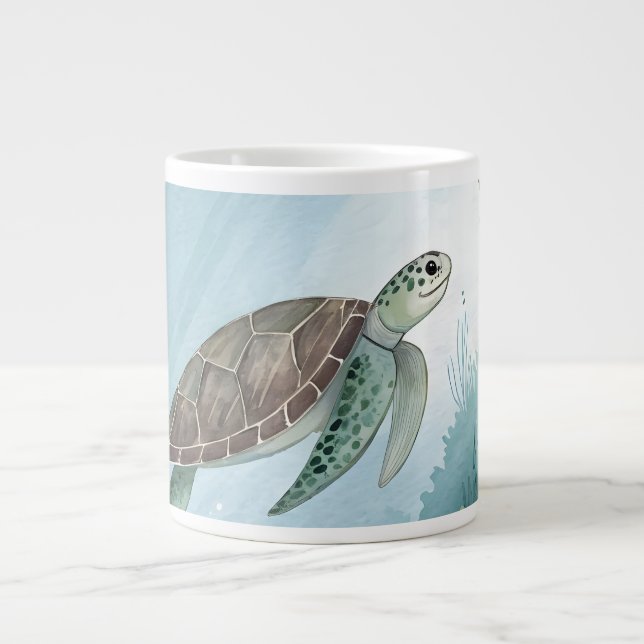 Caneca De Café Grande Underwater world with turtle (Frente)