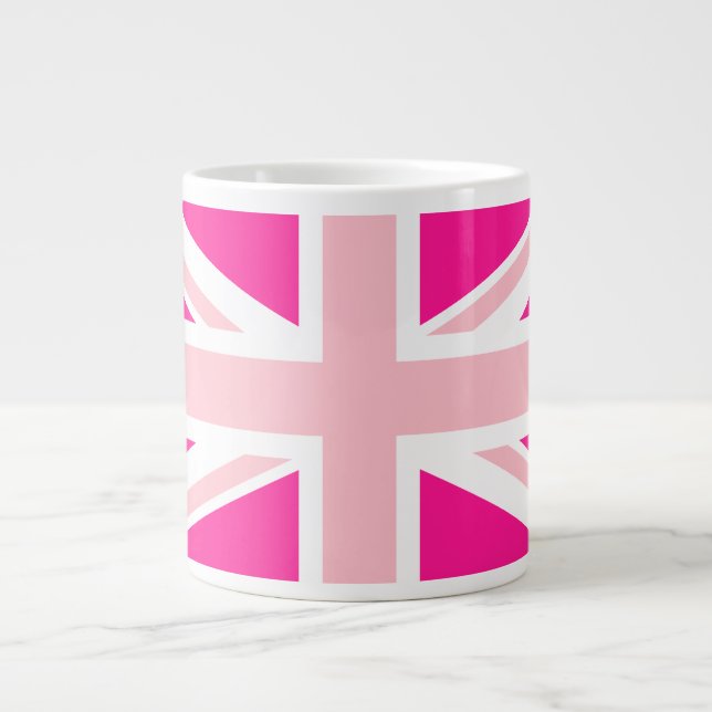 Caneca De Café Grande Union Jack Rosa Escuro (Frente)