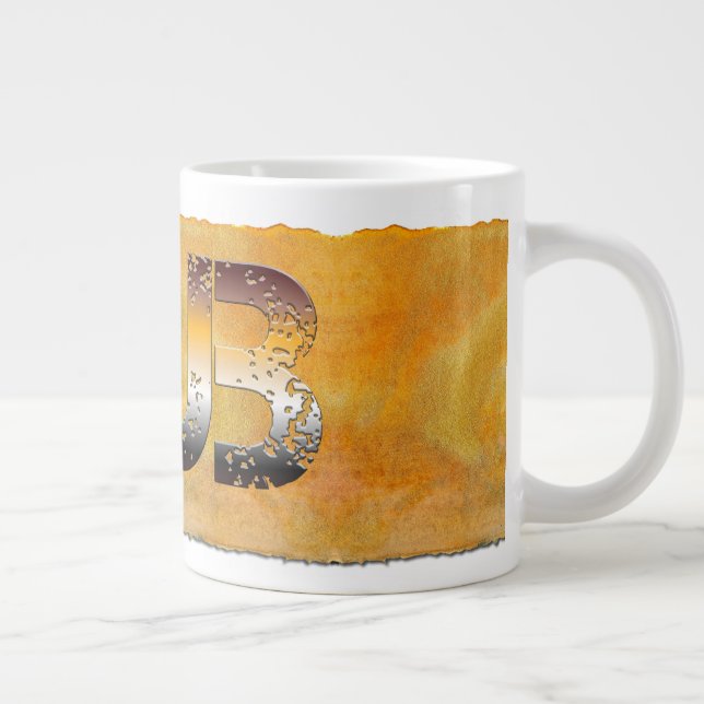 Caneca De Café Grande Ursinho de SlipperyJoe, palavra cor laranja-castan (Direita)
