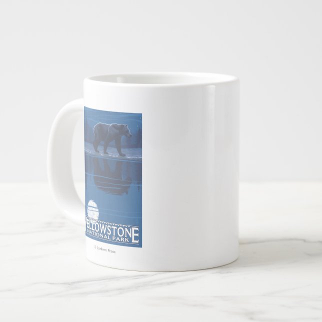 Caneca De Café Grande Urso à Lua - Parque Nacional Yellowstone (Frente Esquerda)