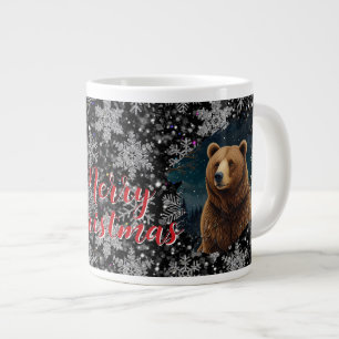 Caneca De Café Grande Urso de Natal retrógrado paisagem nevada