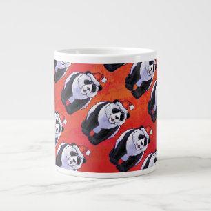 Caneca De Café Grande Urso de Panda em Santa Chapéu em Vermelho