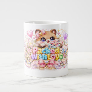 Caneca De Café Grande Urso de pelúcia Kawaii Fofo Cheio de Amor Pin Past