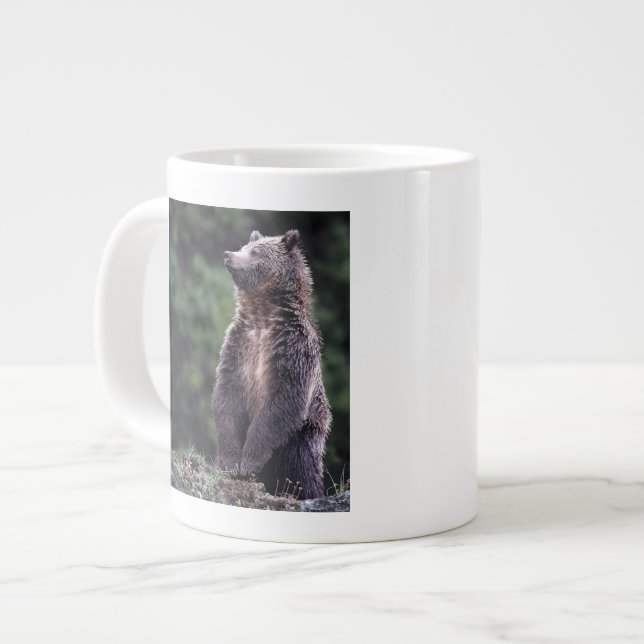 Caneca De Café Grande Urso Grizzly De Pé (Frente Esquerda)