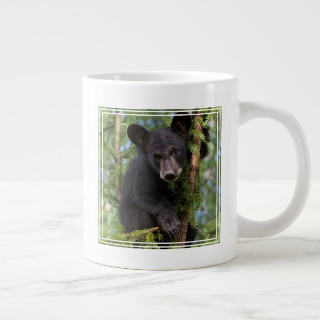 Caneca De Café Grande Urso Negro Brincando em Árvores (Direita)