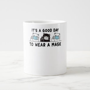 Caneca De Café Grande Urso Negro Polar Vestindo Máscara Engraçado