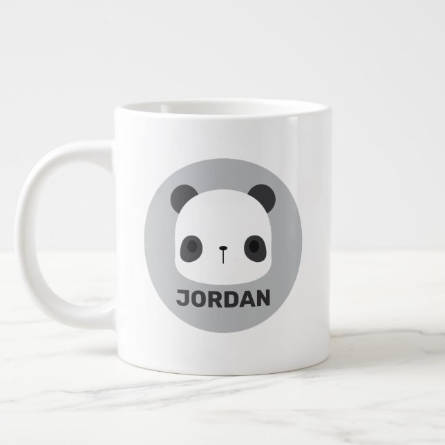 Caneca De Café Grande Urso Panda Bonito com Nome Personalizado (Esquerda)