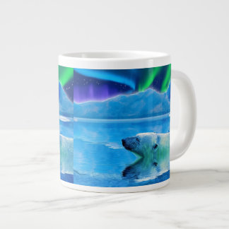 Caneca De Café Grande Urso Polar e Luzes de Norte Jumbo Canhão de Sopa