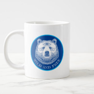 Caneca De Café Grande Urso, Selvagem E Gratuita, Ilustração Desenhada À