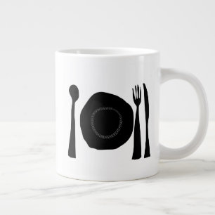 Caneca De Café Grande Utensílios de cozinha preto e branco