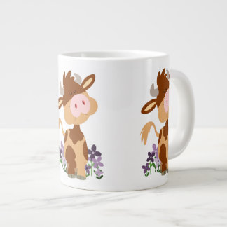 Caneca De Café Grande Vaca de desenho animado fofa mastigando