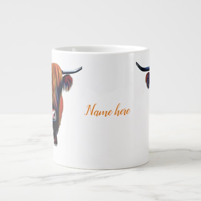 Caneca De Café Grande Vaca do planalto com nome editável (Frente)