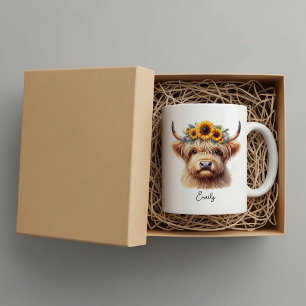 Caneca De Café Grande Vaca Highland Personalizada – Rústica Fofa
