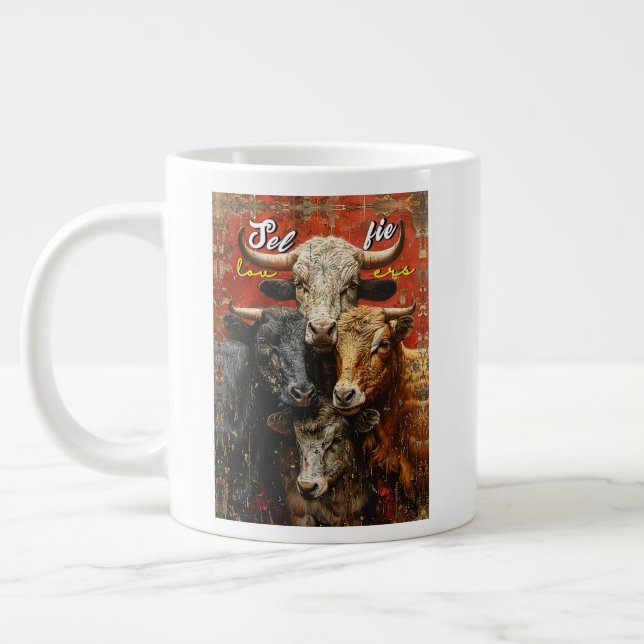 Caneca De Café Grande Vacas Selfie (Esquerda)