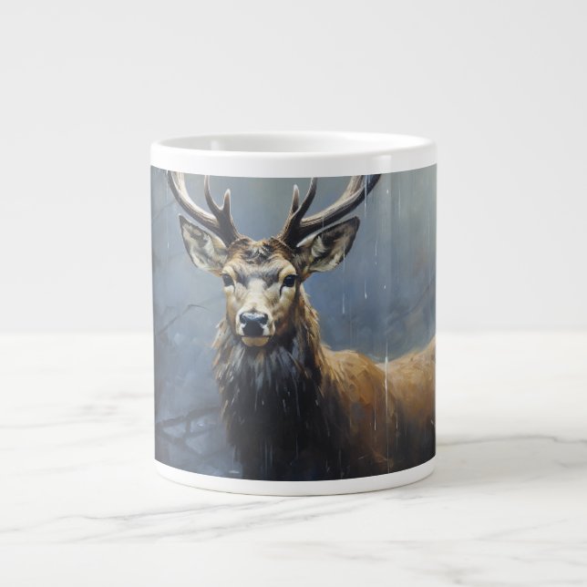 Caneca De Café Grande Vagueando na Natureza: Majestoso Deer (Frente)
