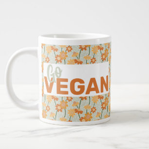 Caneca De Café Grande Vai vegan! Flores retrorreflectoras bonito mudas n
