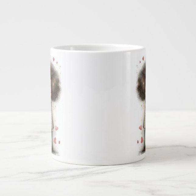 Caneca De Café Grande Valentine Coffee Mug – First Kiss Sweet Romance (Frente)