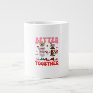 Caneca De Café Grande Valentine Melhor Juntos Enfermeira Laço Rosa Moder