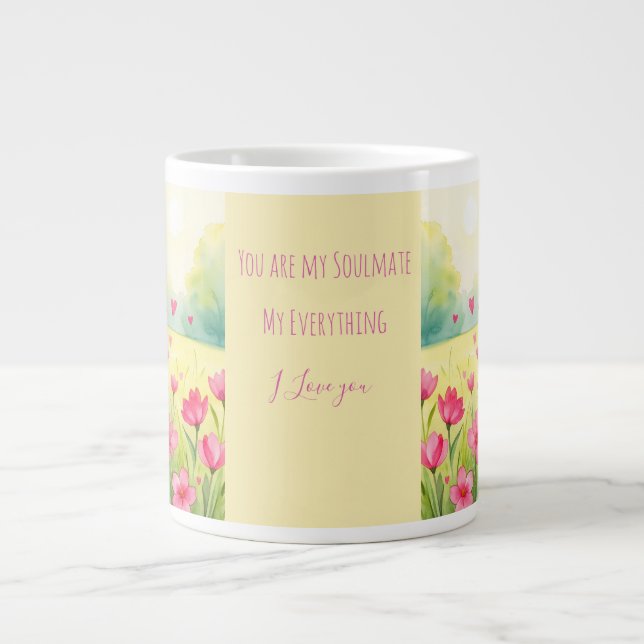 Caneca De Café Grande Valentine, You are my Soulmate, My Everything (Frente)