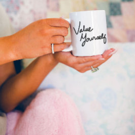 Caneca De Café Grande Valorize-se Mensagem Positiva para Autocuidado