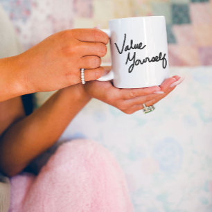 Caneca De Café Grande Valorize-se Mensagem Positiva para Autocuidado