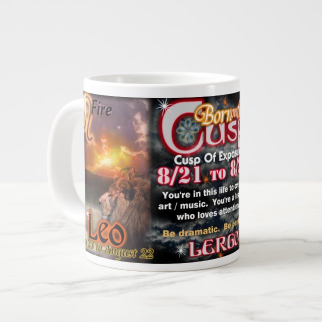 Caneca De Café Grande Valxart Zodiac Cusp de Leo Virgo (Frente Esquerda)