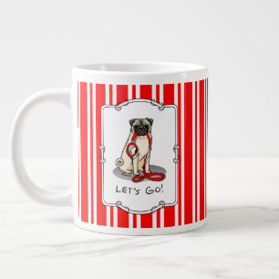Caneca De Café Grande Vamos! (caminhada) Cachorro-Pug (desmazelado claro