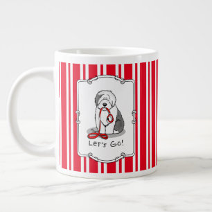 Caneca De Café Grande Vamos Engraçado! Sheepdog Inglês (Cinza 1)
