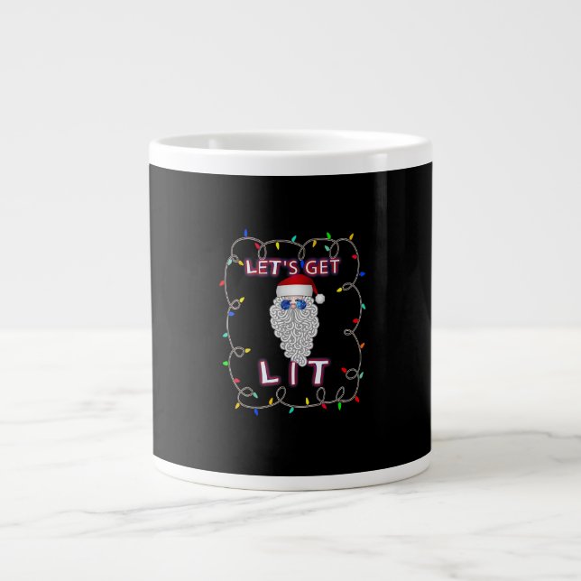 Caneca De Café Grande Vamos Fica Engraçado Bebendo De Natal (Frente)