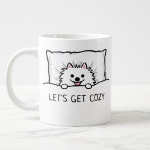 Caneca De Café Grande Vamos Pomeraniano Branco Bonito Obter Cozy