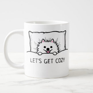 Caneca De Café Grande Vamos Pomeraniano Branco Bonito Obter Cozy