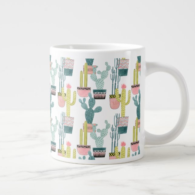 Caneca De Café Grande Vamos Taco Sobre Amor | Padrão Cactus (Direita)