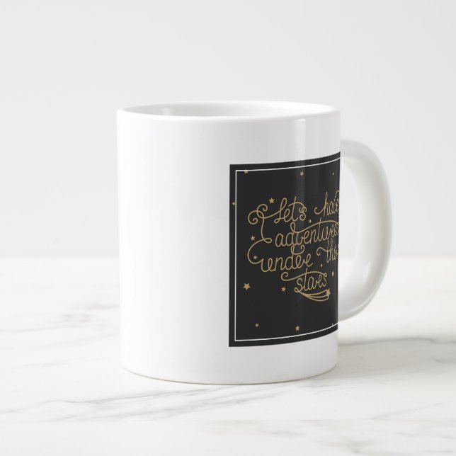 Caneca De Café Grande Vamos Ter Aventuras (Frente Esquerda)