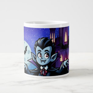 Caneca De Café Grande Vampiro bonitinho e branco do Halloween
