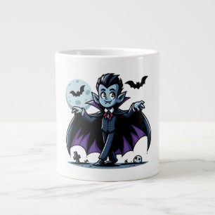 Caneca De Café Grande Vampiro bonitinho e branco do Halloween