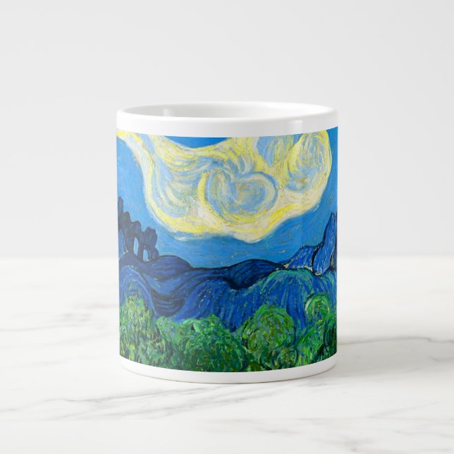 Caneca De Café Grande Van Gogh Olive Trees em Paisagem Montanhosa (Frente)