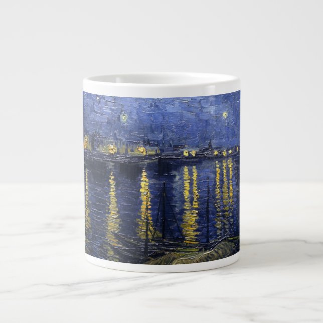 Caneca De Café Grande Van Gogh Starry Night Sobre O Ródano (Frente)