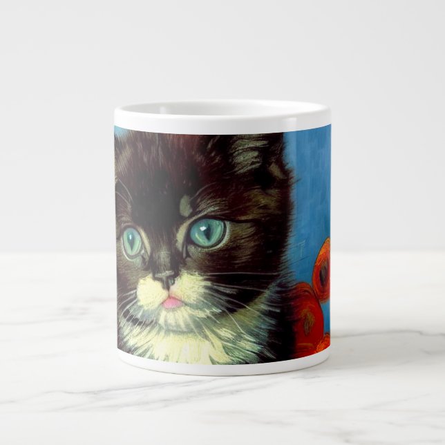 Caneca De Café Grande Van Gogh Tuxedo Cat (Frente)