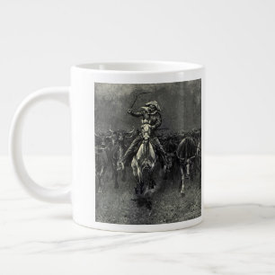 Caneca De Café Grande Vaqueiros Antigos, Uma Estampida por Frederic Remi