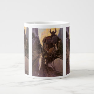 Caneca De Café Grande Vaqueiros Vintage, Segurem no Canyon por NC Wyeth