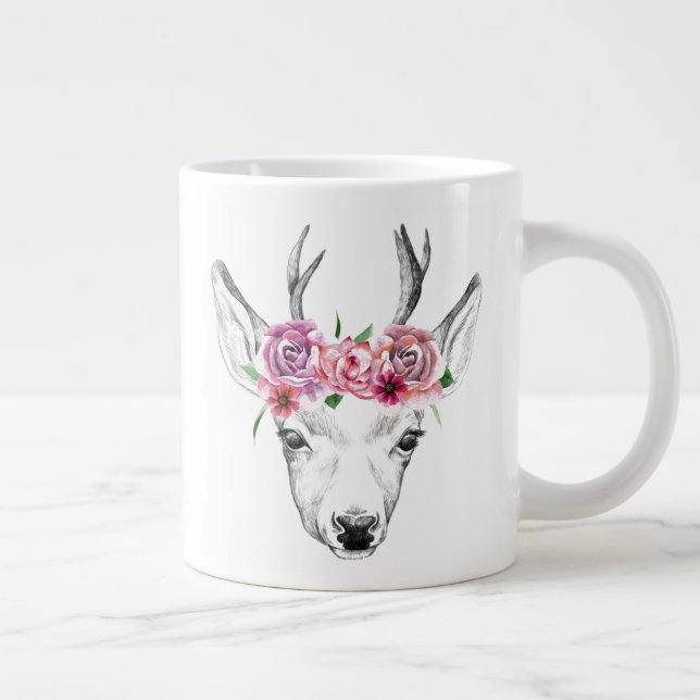 Caneca De Café Grande Veado das Flores de Água (Direita)