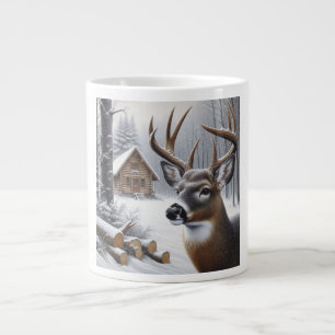 Caneca De Café Grande Veado de inverno/Arte Buck