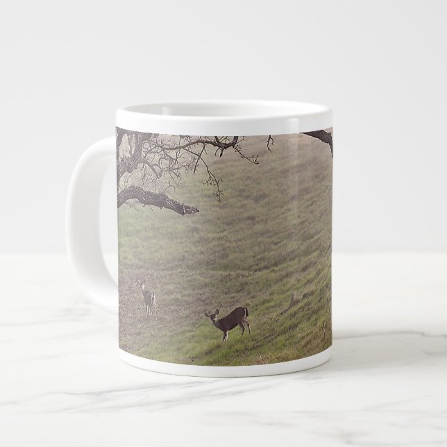 Caneca De Café Grande Veados e Árvores (Frente Esquerda)