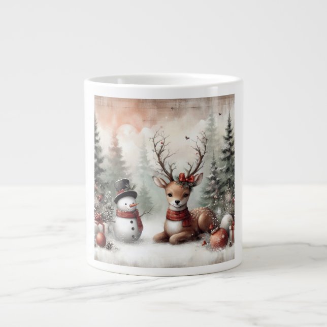 Caneca De Café Grande Vedante/boneco de neve clássico (Frente)
