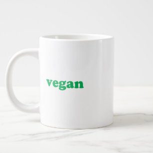 Caneca De Café Grande "Vegan", letras verdes, fundo branco