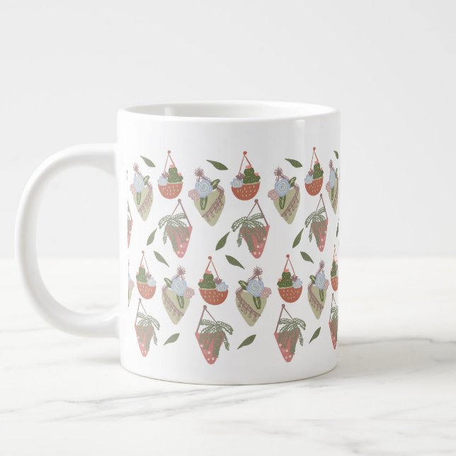 Caneca De Café Grande Vegetais de manobras de suculência e cactus (Esquerda)