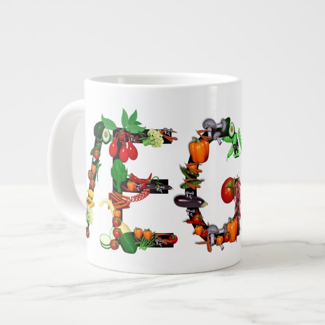 Caneca De Café Grande Vegetais do Vegan (Frente Esquerda)