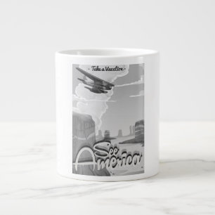 Caneca De Café Grande Veja o roteiro da America Vintage