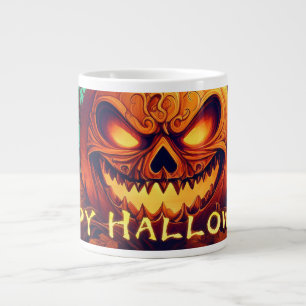 Caneca De Café Grande Velas de Abóbora Brilhante Árvores Torcidas Arte
